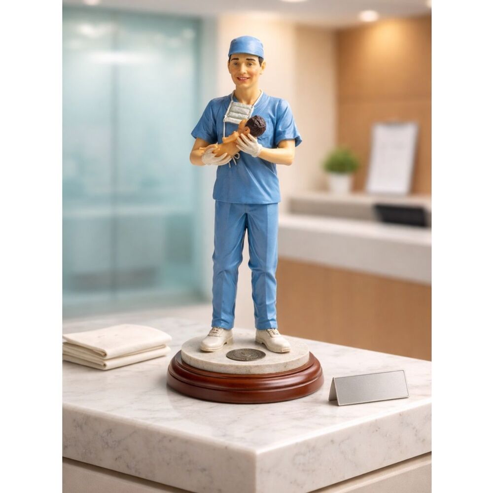 Vintage Millennium Masters of Miracles OB/GYN MD Holding Newborn Limited Edition